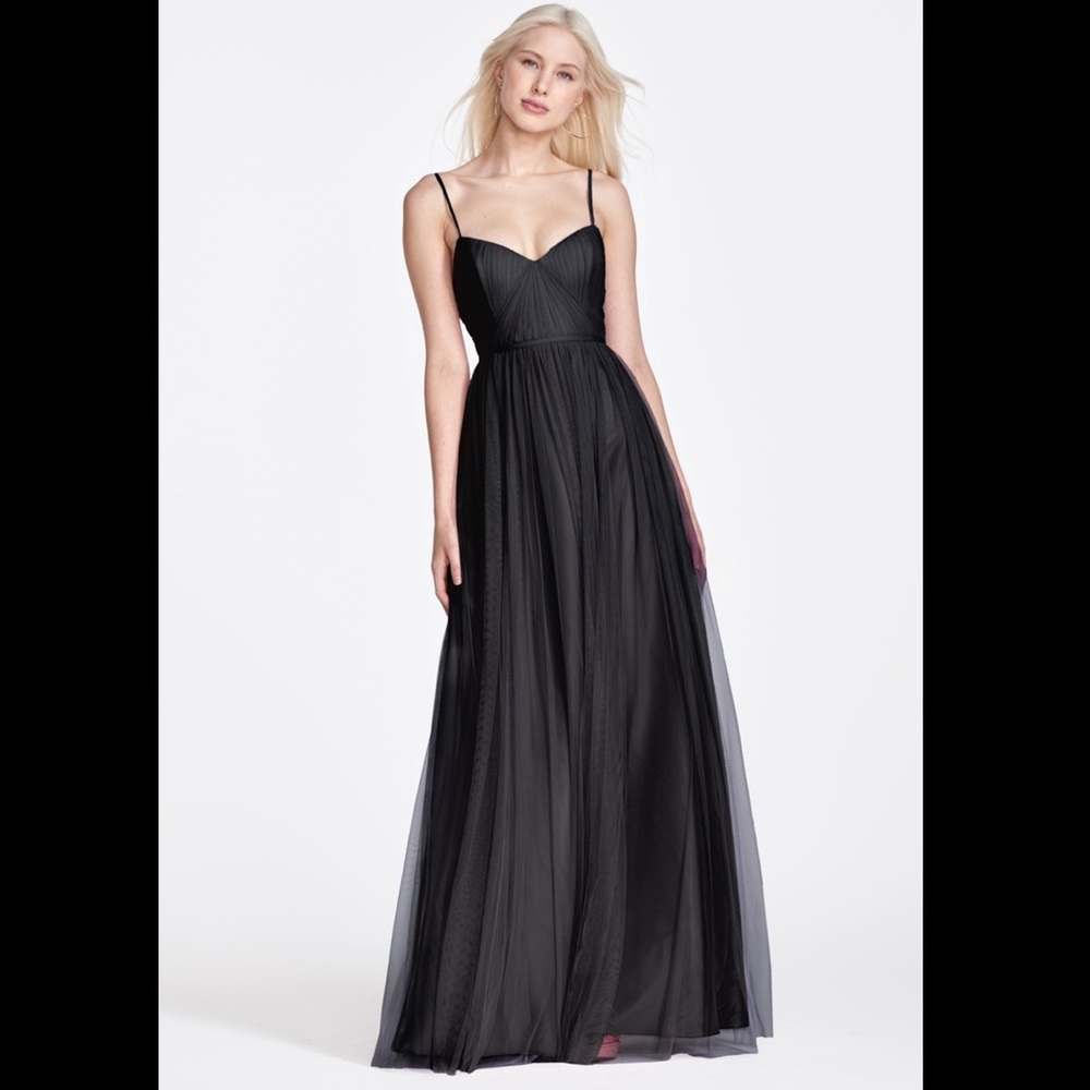 WTOO Black tulle bridesmaid, wedding guest, event dress. Size 4 Tall / Long